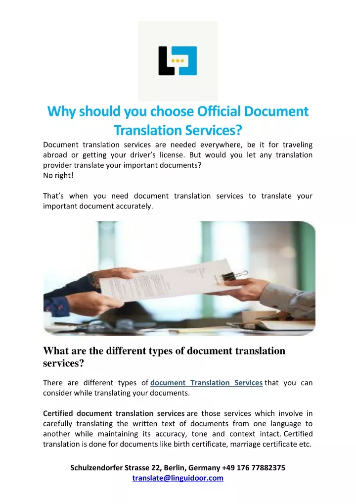 Why should you choose Official Document Translation Services?